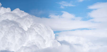 Nature view of blue sky with white cloud using for cover page, background or wallpaperの写真素材