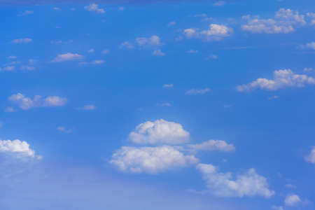 Nature view of blue sky with fluffy white cloud using for wallpaper page, background or wallpaperの写真素材