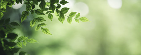 Closeup of beautiful nature view green leaf on blurred greenery background in garden with copy space using as background cover page concept.の写真素材