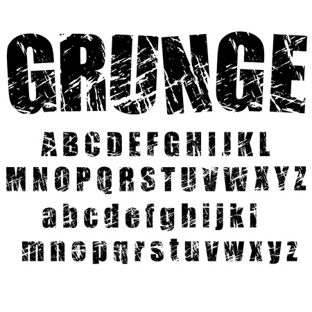 A set of personalised grunge alphabets to use. vectors, isolated on white. Completed with set 2 of number and symbolのイラスト素材