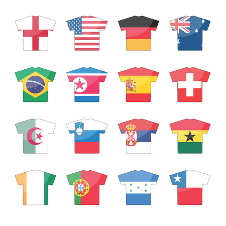 32 countries flags icons in jersey design, for international games. set 2 of 2. のイラスト素材