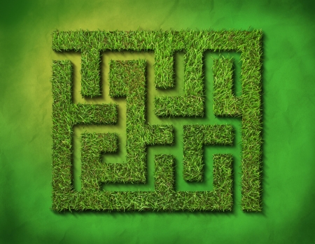 green grass maze, on green background.の写真素材