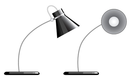 isolated desk lamp, one is facing down and one is facing to audience.のイラスト素材