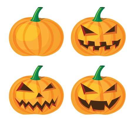 halloween pumpkin with evil grinningのイラスト素材