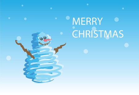 snowman on snowing background, holidays greeting. 1 of the 6 same styled christmas cards i draw, please check the rest in my profile. のイラスト素材