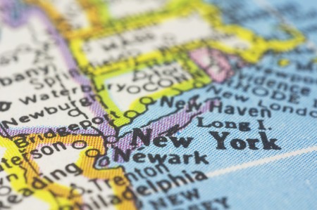 new york close up on map, shallow depth of fieldの写真素材