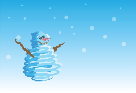 snowman on snowing background, holidays greeting. 1 of the 6 same styled christmas cards i draw, please check the rest in my profile. のイラスト素材