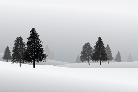illustrations of snow scene, peaceful. Copy space for texts. のイラスト素材