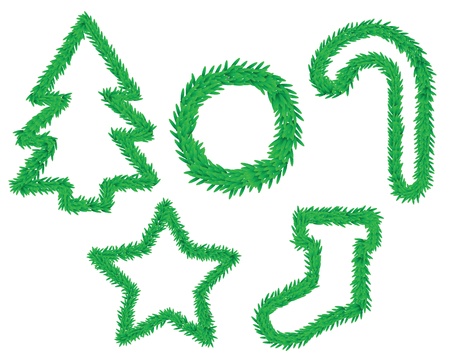 illustrations of different christmas symbols as wreath.のイラスト素材