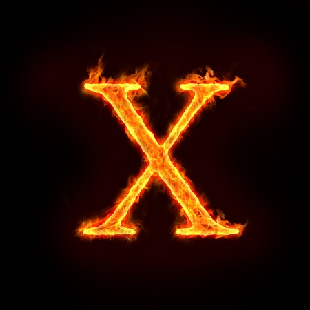 fire alphabets in flame, letter Xの写真素材