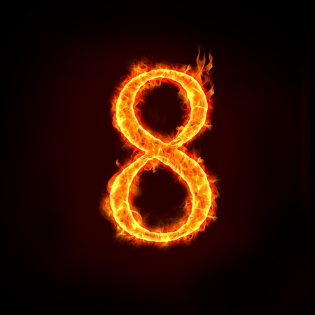 a series of fire numbers in flame, 8 or eight.の写真素材