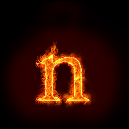 fire alphabets in flame, small letter nの写真素材