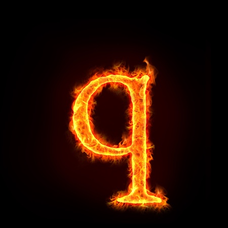 fire alphabets in flame, small letter qの写真素材