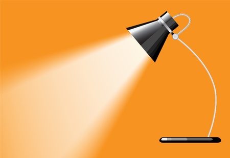 desk lamp with a yellow background, with a empty space under spotlight.のイラスト素材