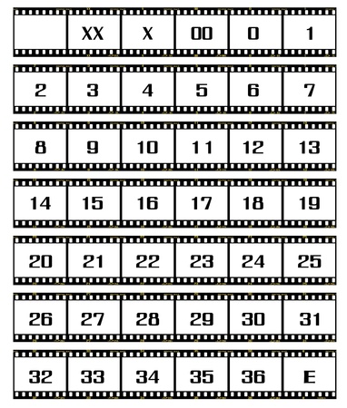 slide film strip or transparency strip, realistic illustration with details from first frame to last frame, can be joined as seamless effect too. のイラスト素材