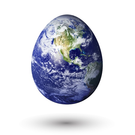 earth in egg shape, to convey a fragile earth.の写真素材