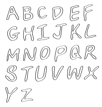 handwritten alphabets, in capital letters.のイラスト素材