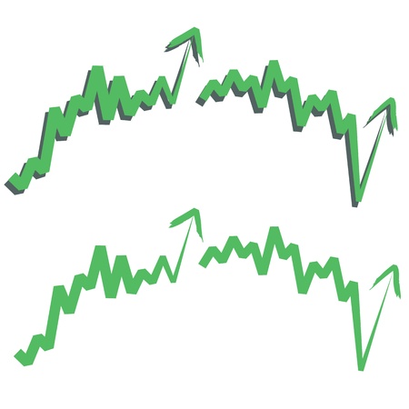 stocks index upward arrow, indicate rising and rebounds. Isolated on white. Please check my profile for downward arrow.のイラスト素材