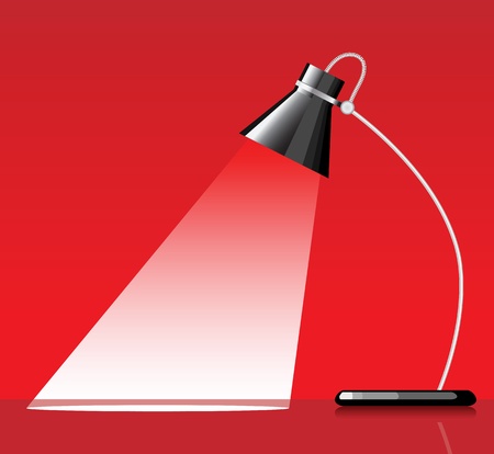 desk lamp with a red background, with a empty space under spotlight.のイラスト素材