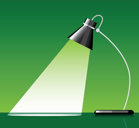 desk lamp with a green background, with a empty space under spotlight.のイラスト素材