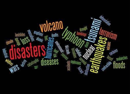 disasters background as words clouds.のイラスト素材