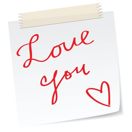 a love message on a note.のイラスト素材