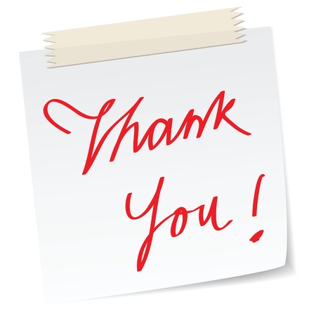 a thank you note, with handwritten textsのイラスト素材