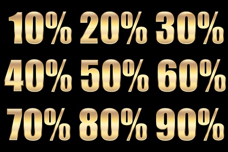 different sale percentage in gold, for concepts.の写真素材