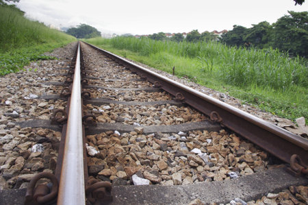 railway track with a vanishing point of view.