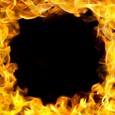 fire flames border, copy space in the center.の写真素材