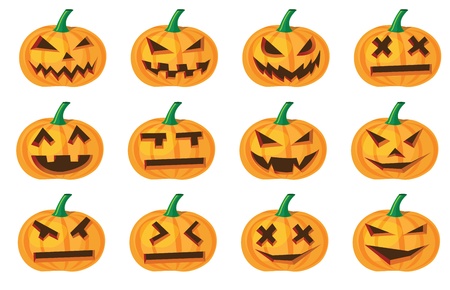 different expressions of halloween pumpkins, vector format.のイラスト素材