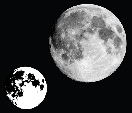 realistic moon in black and white.のイラスト素材