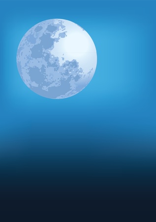 vector illustrations of a big blue full moon at night.のイラスト素材