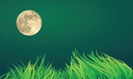 full moon night illustrations, countryside setting.のイラスト素材