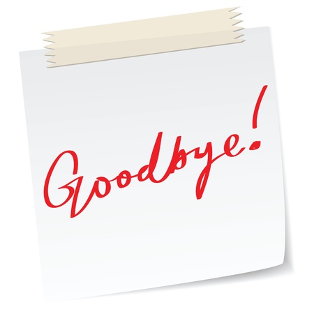 Goodbye message on a paper note, in handwriting message.のイラスト素材