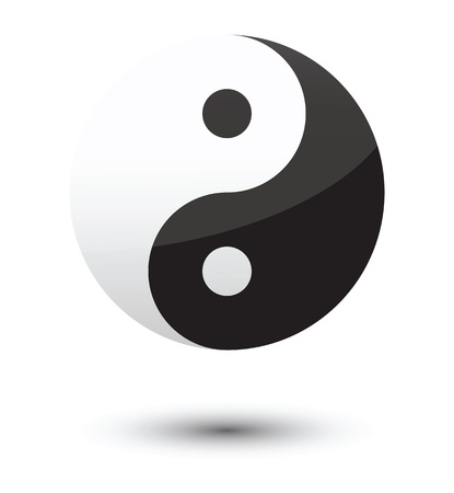 yin yang symbol as glossy icon.のイラスト素材