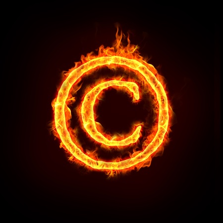 a burning copyright notice sign with flame, for concepts. の写真素材
