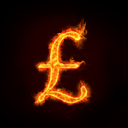 Pounds sign in flames, check my profile for fire series.の写真素材
