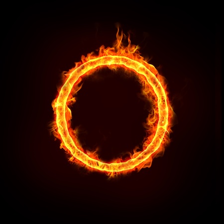 jumping over the fire ring, for business concepts.の写真素材