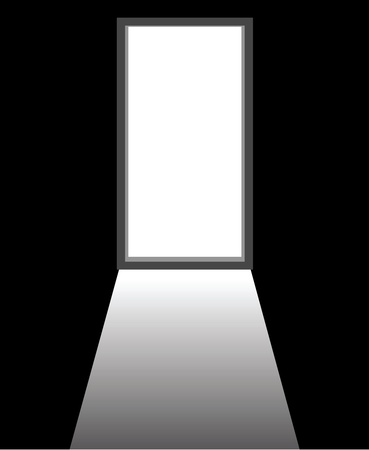 an open door of a dark room.のイラスト素材