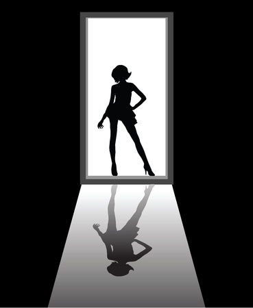 to illustrate a dream girl that appear in front of door.のイラスト素材