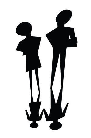 illustrations of couple quarrel but shadow showing still holding hand by hand, for concepts of loving each.のイラスト素材
