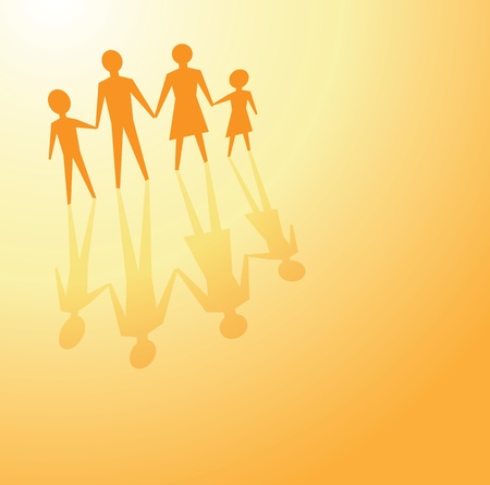 to illustrate a family concept, father, mother and children in bright color.のイラスト素材