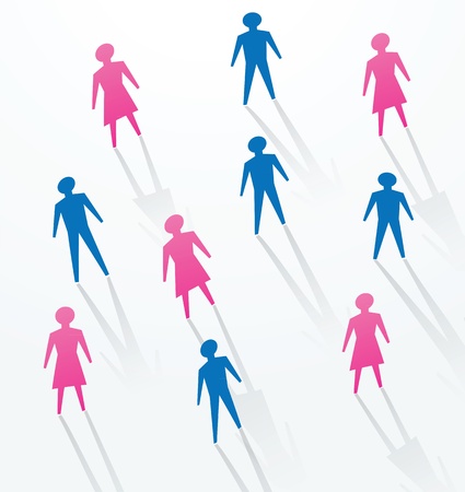 man and woman paper cutout people sihouettes, for social life in society.のイラスト素材