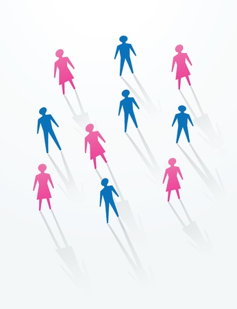 man and woman paper cutout people sihouettes, for social life in society.のイラスト素材