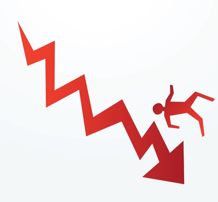 to illustrate of progress of an down trend economy or corporate fall.のイラスト素材