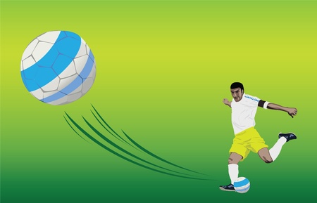 A player is kicking a soccer ball. Vector format.のイラスト素材