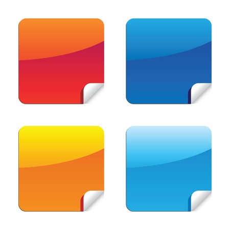 set of glossy shiny style label stickers with peeling corner effects の写真素材