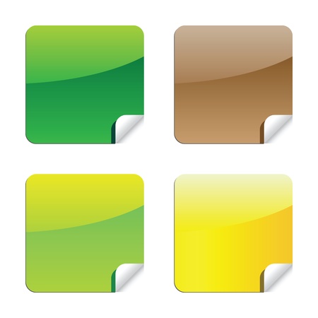 set of glossy shiny style label stickers with peeling corner effects の写真素材