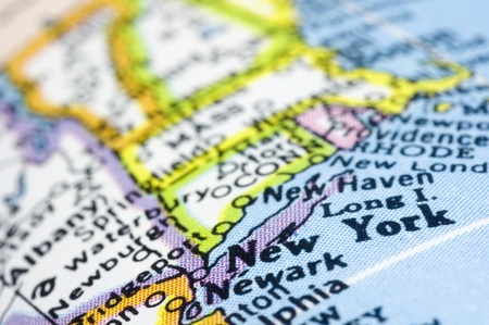 new york close up on map, shallow depth of fieldの写真素材